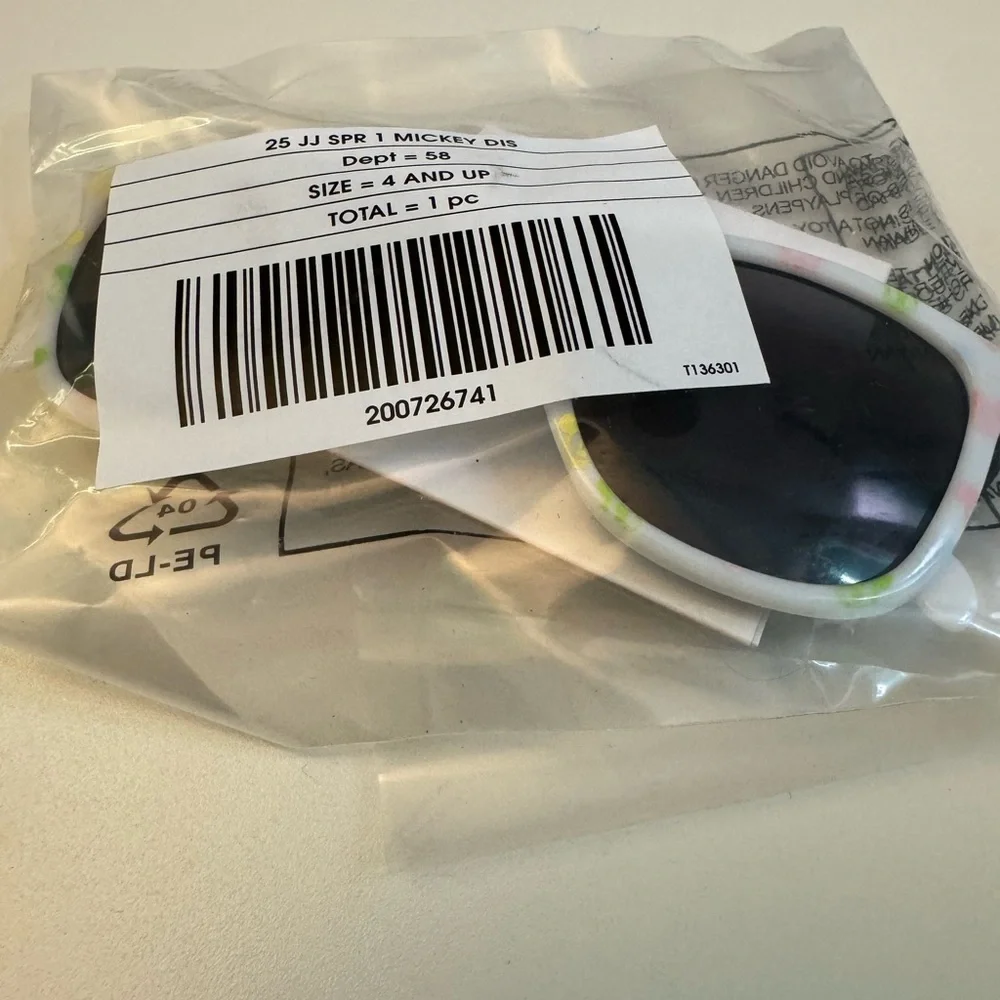 NWT Janie and Jack Disney Mickey Mouse Sunglasses, White & Multicolor, 4+
